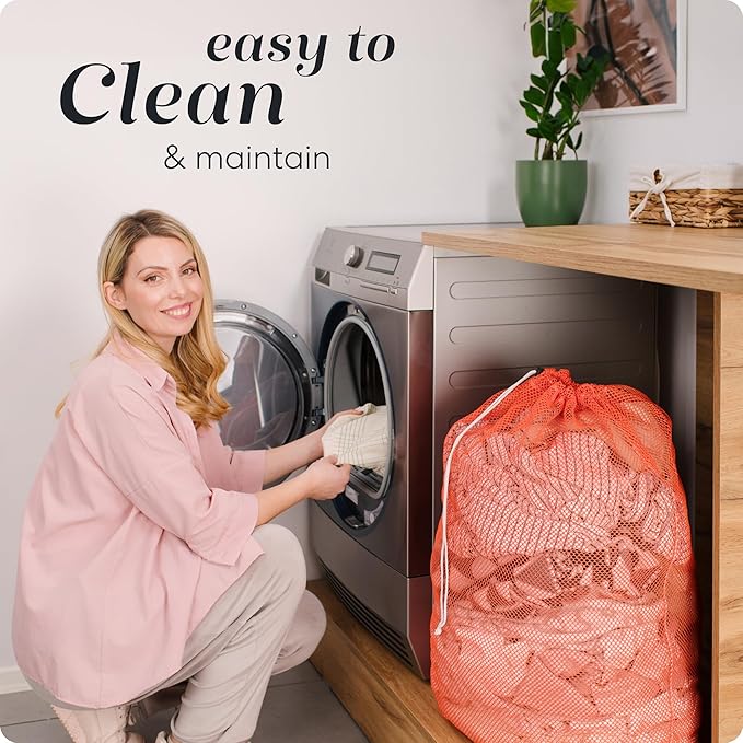 Handy Laundry Mesh XL Laundry Bag - Durable, Machine Washable with Secure Drawstring Closure - Perfect for College Dorms, Laundromats, Apartments (Orange, Large 24" x 36")