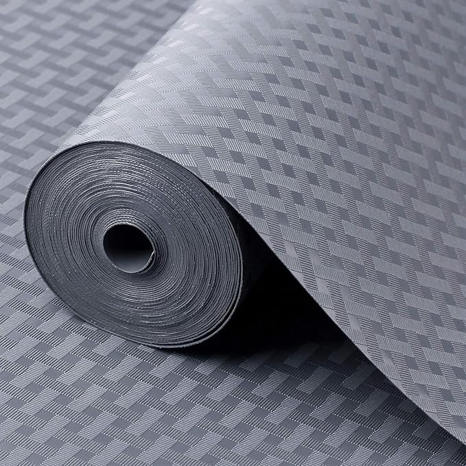 Shelf Liners for Kitchen Cabinets Refrigerator Liners Waterproof Kitchen Cupboard Liner Non-Slip Drawer Mats EVA Material Non Adhesive Fridge Liner for Shelves - Gray 17.5 x 236.2 Inches x 2 Rolls
