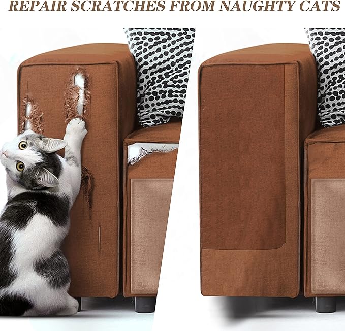 Azobur Sofa Repair Patch - Oversized Microfiber Patch, Self Adhesive Fabric, Super Cost-Effective Combination (Brown)