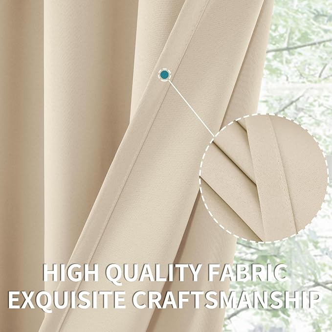 BGment Champagne Blackout Curtains for Bedroom 72 Inches Long - Thermal Insulated Room Darkening Curtain for Living Room, 42 x 72 Inch, 2 Panels