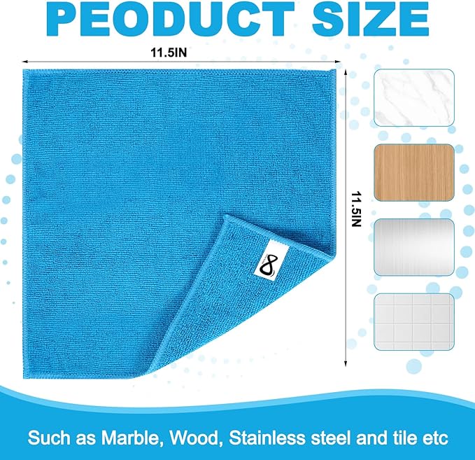 Microfiber Cleaning Cloths, 15 Pack Cleaning Rags, Wet and Dry Use Cleaning Towels, Highly Absorbent and Soft Feel, Lint Free, Streak Free, 11.5"X11.5"(Red/Yellow/Green/Blue/Purple)