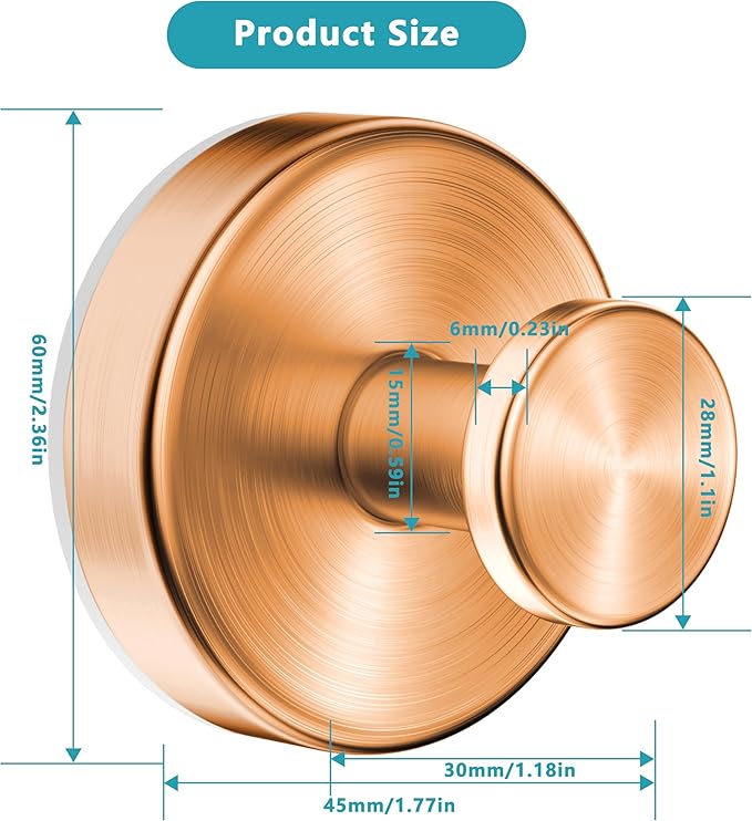 Suction Cup Hooks for Shower,Wreath Hanger for Front Door,Removable No Drill Towel Loofah Hooks,Upgraded 15 lbs Strong Suction for Bathroom,Wall,Glass,Stainless Waterproof-Rose Gold 4 Pcs