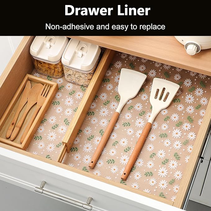 INNOLITES Shelf Liner – Cabinet & Drawer Liner Non-Adhesive – Waterproof Oil-Proof – Durable EVA with Floral for Kitchen Cabinets Refrigerator – BPA-Free, Easy to Cut 11.8" x 118"