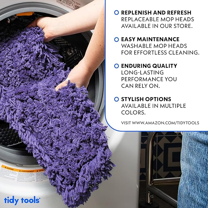 Commercial Dust Mop Replacement Head – 48 x 5 in. Cotton Nylon Reusable Mop Head – Industrial Dust Mop Refill for Floor Cleaning & Janitorial Supplies, Purple