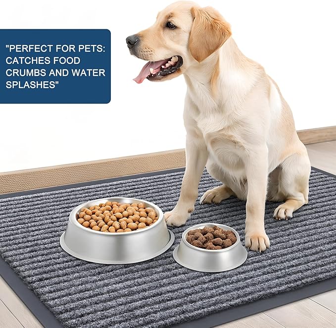 OLANLY Front Door Mat Indoor Outdoor Entrance, Waterproof Heavy Duty Doormat, Fade Resistant, Low Profile, Easy Clean Patio Porch Welcome Floor Mats for Entry, 33x21, Light Gray