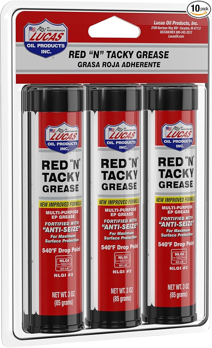 Lucas Oil 10318 Red N Tacky Grease 3 Ounce Combo Pack (Pack of 10)
