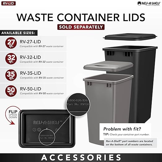 Rev-A-Shelf Double Pullout Trash Can for Base Kitchen Cabinets 27 Quart 12.5 Gallon with Soft-Close Slides, Champagne, 53WC-1527SCDM-212