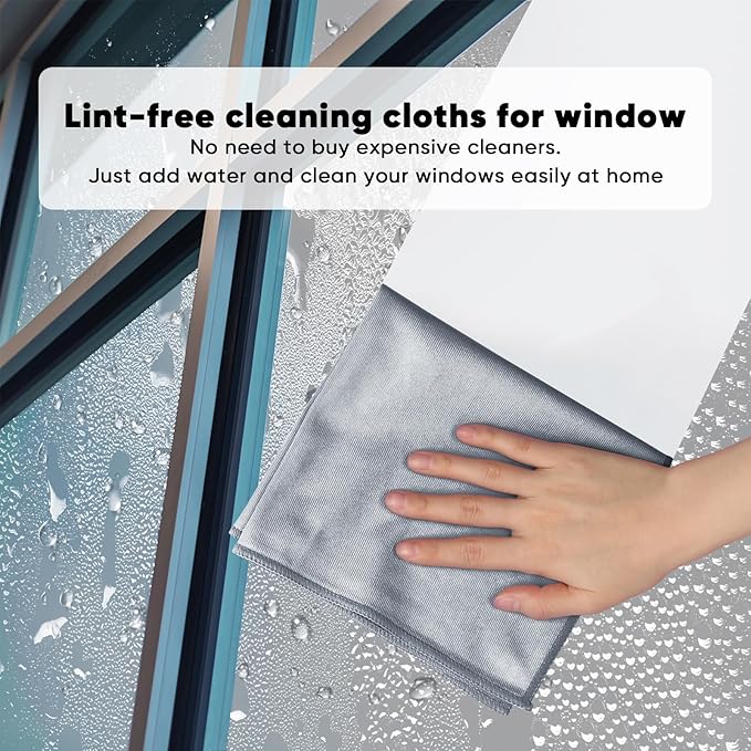 HOMEXCEL Microfiber Glass Cleaning Cloths 6 PK, Lint Free Streak Free, Reusable Microfiber Cleaning Cloth for Cleaning Windows, Glasses, Mirrors, Screens, Stainless Steel, and More, Grey-14”×16”