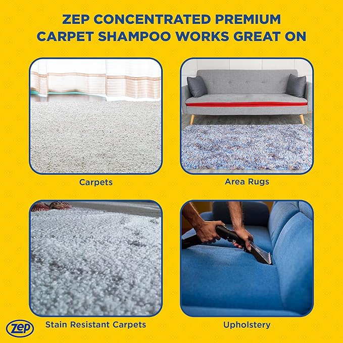 Zep Premium Carpet Shampoo - 1 Gal (Case of 4) - ZUPXC128 - Deep Cleaning and Stain Removal, For Carpet Machines
