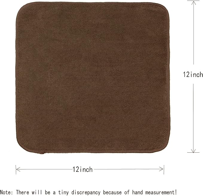 Microfiber Dish Cloths Fast Drying Kitchen Cleaning Cloth Dish Rags Dust Cloths Ultra Absorbent Lint Free Washcloths with Poly Scrub Side 12inch x 12inch 8 Pack (Brown)