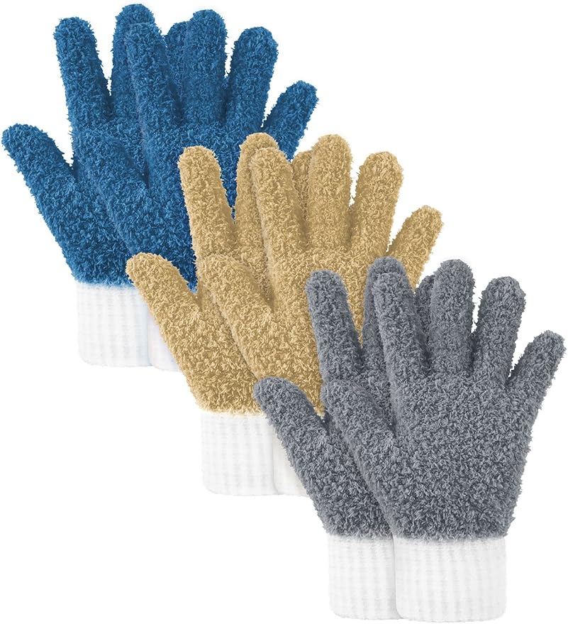 Bencailor 3 Pairs Microfiber Plant Dusting Gloves Leaf Cleaning Gloves for Indoor Plants, Blinds, Furniture, House
