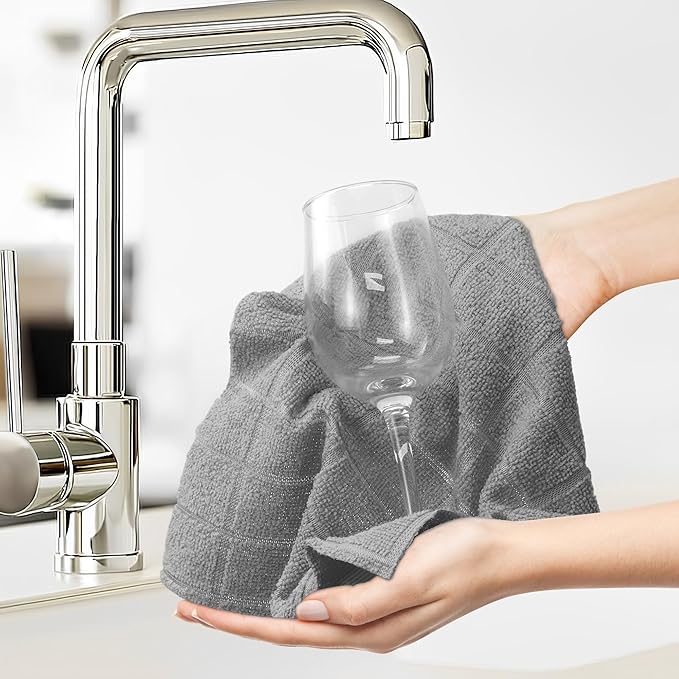 LIVOS Microfiber Cleaning Cloth Roll - 80 Pack, Reusable Paper Towels, Microfiber Towels for Cars, Super Absorbent Lint Free Cleaning Rags for House, Kitchen, Window-Check Grey, 11.5"x11.5"