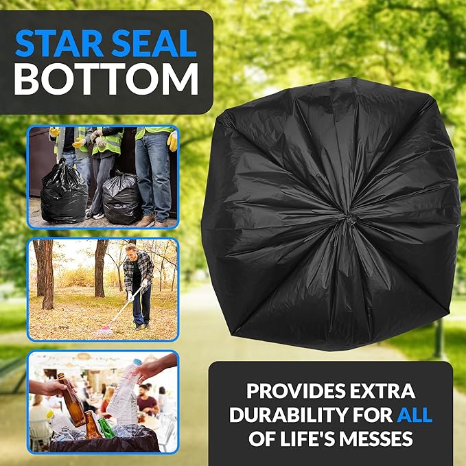 Reli. 55-60 Gallon Trash Bags Heavy Duty | 150 Count | 50-60 Gallon | Large Black Garbage Bags | Made in USA
