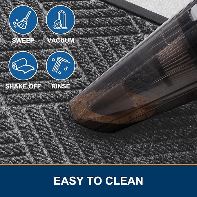 Smiry Front Door Mat Outside Entrance, Heavy Duty Outdoor Indoor Mat, Natural Rubber Doormat, Non Slip, Trap Dirt and Moisture, Easy Clean, Low Profile Patio Porch Entryway Mat, 71x23, Light Grey