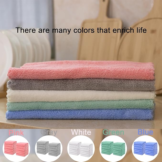 kimteny Kitchen Cloth Dish Towels, 13x28 Inches Premium Dishcloths, Super Absorbent Coral Velvet Microfiber Cleaning Cloths, Fast Drying Rags for Washing Dishes (13x28-8 Pack, Blue)