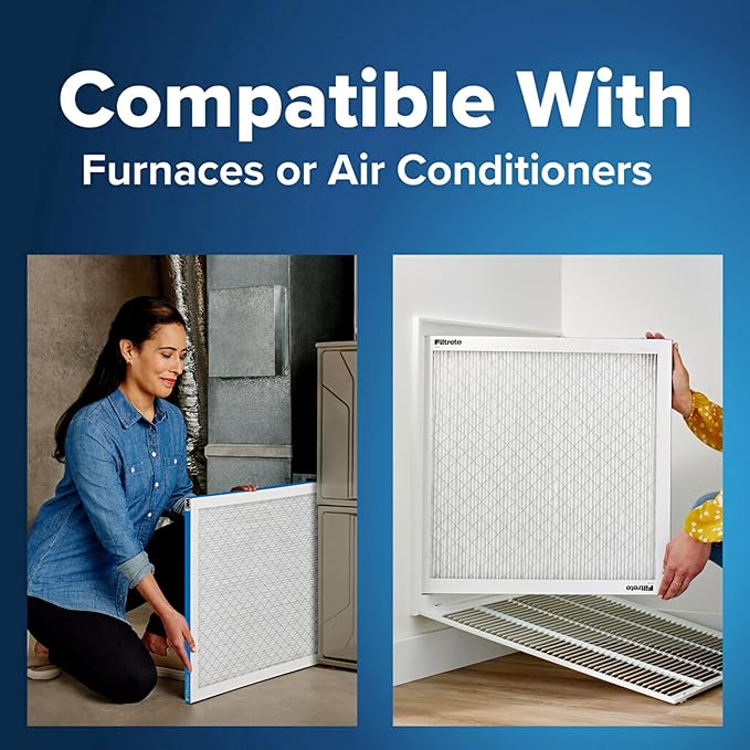 Filtrete 16x16x1 AC Furnace Air Filter, MERV 13, MPR 1900, Premium Allergen, Bacteria & Virus Filter, 3-Month Pleated 1-Inch Electrostatic Air Cleaning Filter, 6-Pack (Actual Size 15.81x15.81x0.78 in)