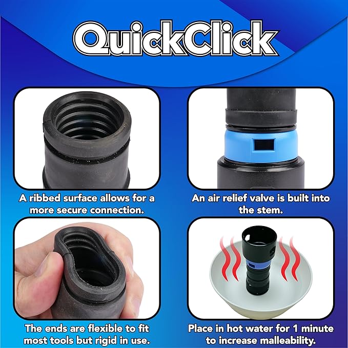 Cen-Tec Systems 95259 10 Ft. Home and Shop Vacuum Hose with Expanded Multi-Brand Power Tool Dust Collection Adapter Set and Full Attachment Kit, Black