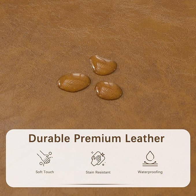 HUIMO Faux Leather Storage Ottoman Bench 50.3 Inch Extra Long PU Upholstered Bedroom Bench with Large Storage Space for The Living Room, Entryway, Bedroom Hold Up to 300lbs (Light Brown)
