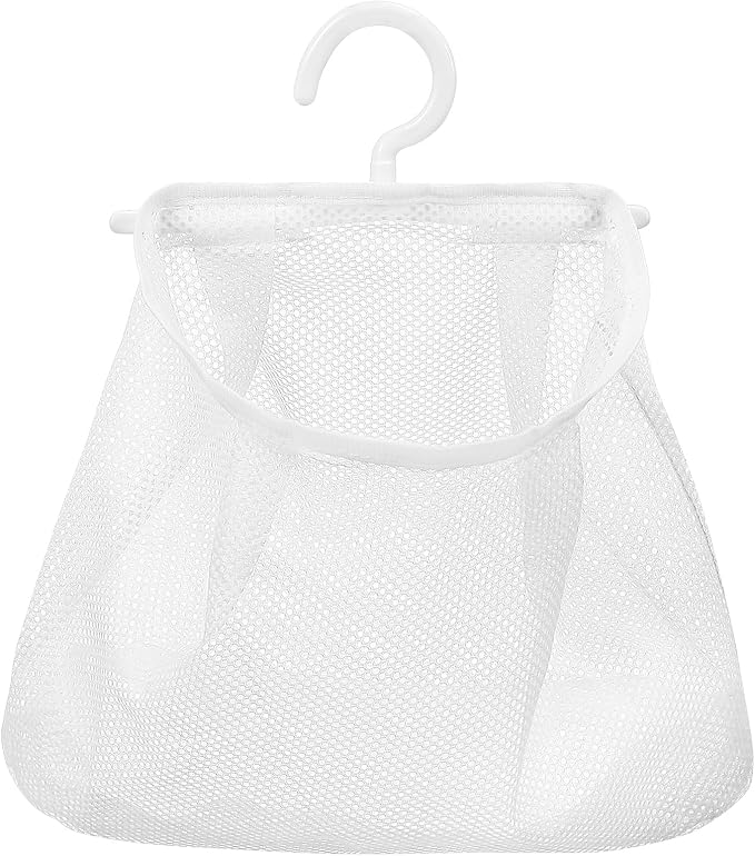 Cabilock 2pcs Multi-functional Hanging Mesh Bag Breathable Laundry Storage Bag for Bathroom Kitchen Clothespin Holder Fruit and Vegetable Pouch Hanging Organizer for Home Use