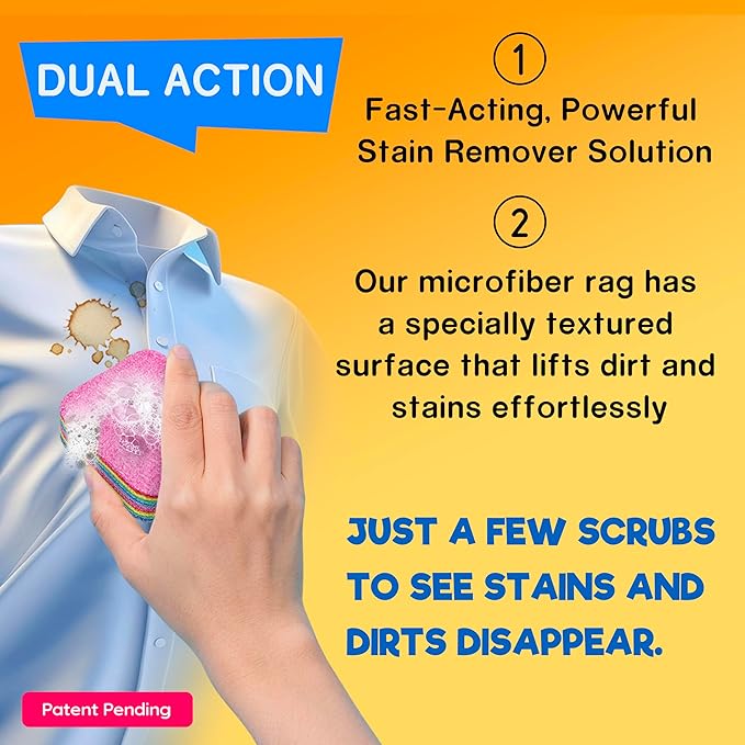 Magical Fiber Stain Remover- Use as Spot Remover- No Dry Cleaning Food, Grease, Coffee Off Laundry, Tea, Fabric, Pet Stains, Stain Remover Sponge Clothes, Carpet, Sofa, Mattress & Upholstery (3 Pack)