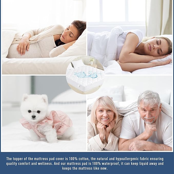 Sunflower Quilted Twin Mattress Protector, Mattress Pad Twin College Dorm, Cotton Mattress Cover Waterproof, 18-22" Extra Deep Pocket Thin Version, Hypoallergenic Soft Durable