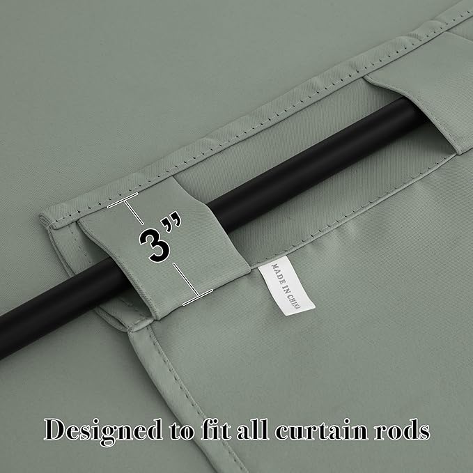 RYB HOME Short Curtains for Bedroom Kitchen, Vertical Room Darkening Drapes Thermal Insulated, Sage Green Curtains for Small Window Classroom Office, W42 x L30 Inches, 2 Panels