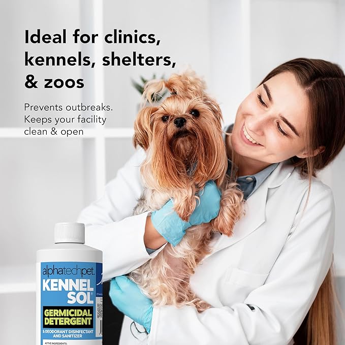 ATP KennelSol 1-Step Kennel Cleaner - 1 Pint Liquid Disinfectant, Effective Against Bacteria and Viruses, Deodorizer Wintergreen Scent by Alpha Tech Pet