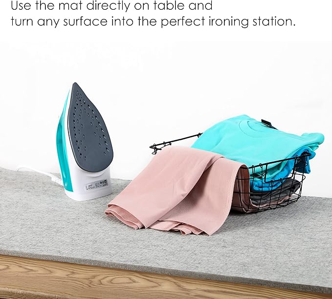 Wool Pressing Mat for Quilting - 15 x 54 XL Extra Large Felt Ironing Pad 3/8" Thick, 100% Wool Heat Resistant for Ironing, Sewing, Cutting on Ironing Board, Tabletop, Dryer, Countertop