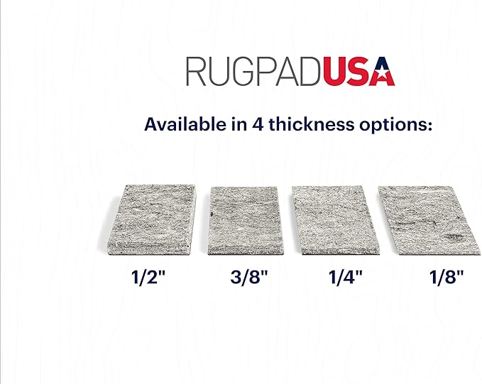 RUGPADUSA - Dual Surface - 5'x8' - 1/2" Thick - Felt + Rubber - Non-Slip Backing Rug Pad - Adds Comfort and Protection - for Hard Surface Floors