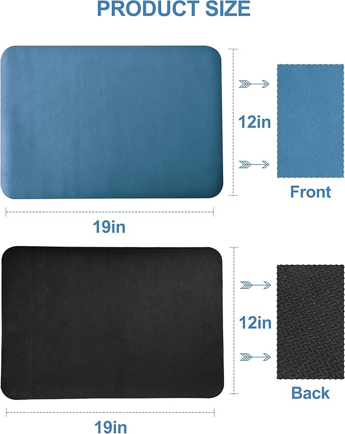 Dish Drying Mat for Kitchen Counter, 12"x19" Dish Drying Pad with Non-slip Rubber Backed, Hide Stain Anti Absorbent for Kitchen Counter, Drying Mat for Coffee Machine Dish Rack (Blue)