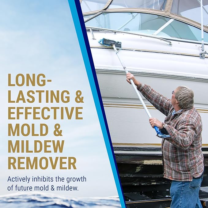 Nautical One - Xtreme Mildew Stain Remover | Powerful Marine Mold and Mildew Stain Remover, Non-Bleach Spray for Boat Interior & Exterior (22 oz)