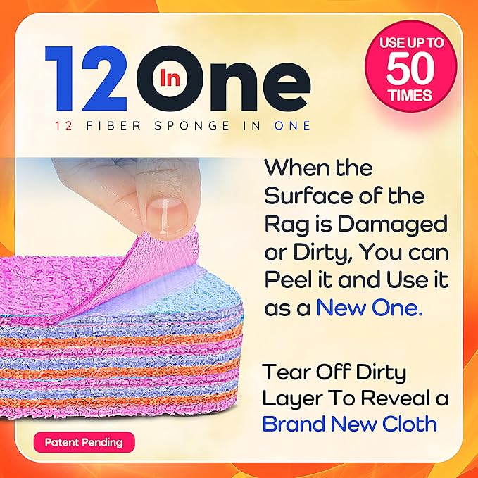 Magical Fiber Stain Remover- Use as Spot Remover- No Dry Cleaning Food, Grease, Coffee Off Laundry, Tea, Fabric, Pet Stains, Stain Remover Sponge Clothes, Carpet, Sofa, Mattress & Upholstery (5 Pack)