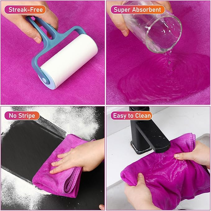 Newwiee 3 Pcs Extra Large Microfiber Cleaning Cloth 30" x 20" Washable Reusable Microfiber Towel Streak Free Lint Free Cloth for Cleaning Home Glass Office Window Bathrooms (Purple)