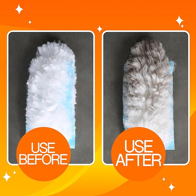 35 Duster Refills for Swiffer, Duster Refills Kit with & 2 Handle for Cleaning Home & Car, Heavy Duty Multi Surface for Office, Blinds, Ceiling Fans, Furniture