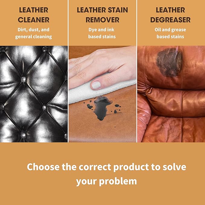Furniture Clinic Leather Cleaner | Non-Toxic | Removes Dirt & Grime | All-Purpose Cleaning Solution for Couches, Car Seats, Purses, Shoes & Saddles | Restores All Leather Types | 8.5oz / 250ml