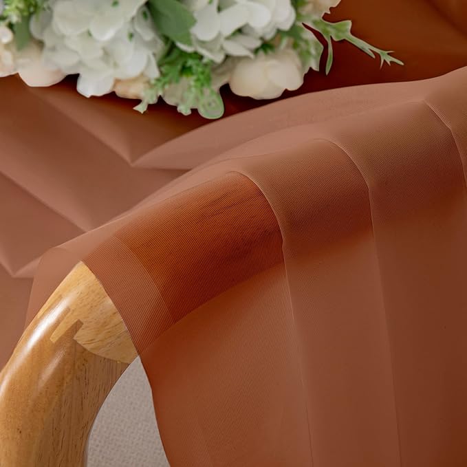 Chyhomenyc Orange Sheer Curtains 78 Inches Long 2 Panels Set for Living Room, Light Filtering Voile Lightweight Bedroom Curtains, Rod Pocket Solid Window Treatment Drapes, Each 42W x 78L