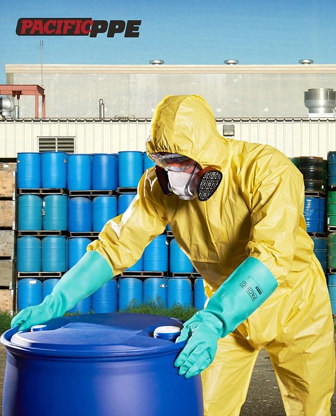 PACIFIC PPE 2 Pairs Chemical Resistant Nitrile Gloves, Resist Household Acid, Alkali, Solvent and Oil, 28 mil, 18", Large