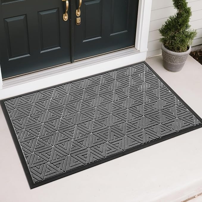 Yimobra Large Door Mat 47x32, All-Weather Waterproof Non-Slip Welcome Matt Outdoor, Heavy Duty Non Slip Doormat for Entryway for Patio and Garage Indoor, Easy Clean, Grey