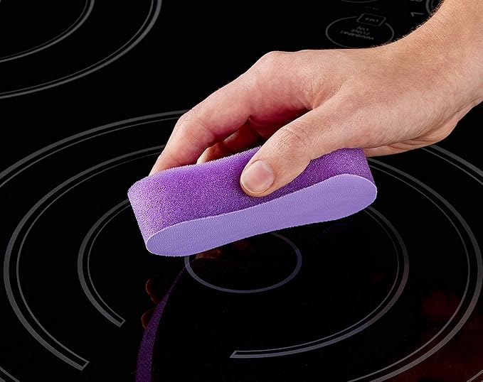 Scotch-Brite Glass Cooktop Pads, Scratch-Free & Non-Abrasive Scrubbers for Glass or Ceramic Stovetops, Cleans Burnt-On Messes with Just Water, Reusable Dishwasher-Safe Design, 4 Pads