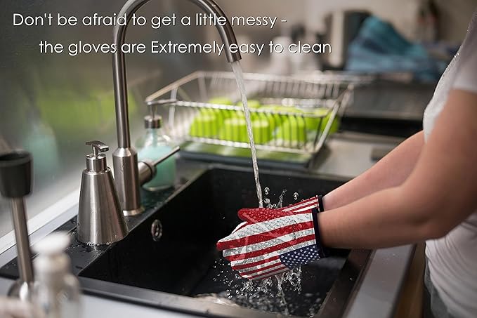Kitchen perfection XL Silicone Smoker Oven Gloves-Extreme Heat Resistant BBQ Gloves-Handle Hot Food Right on Your Grill Fryer&Pit|Waterproof Grilling Cooking Baking Mitts|Superior Value Set+3 Bonuses