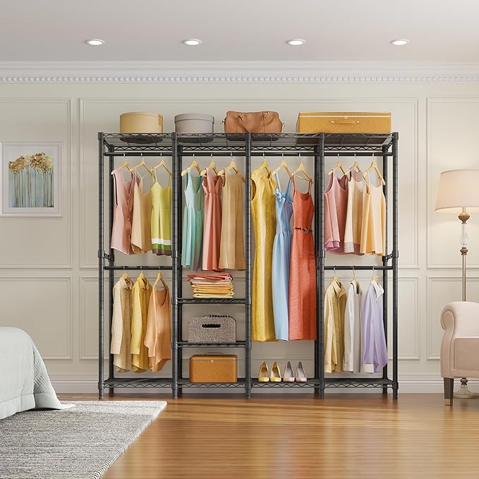 VIPEK V40 Medium Garment Rack Heavy Duty Clothes Rack for Hanging Clothes, Multi-Functional Bedroom Clothing Racks Freestanding Closet Portable Closet Wardrobe, Max Load 900lbs, Black