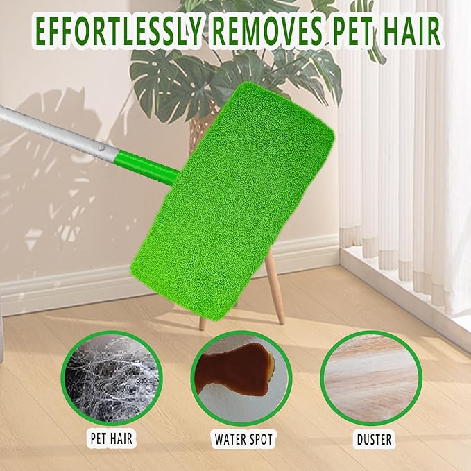 8PCS Reusable Microfiber Mop Pads Washable Wet Pads Compatible with Swiffer Sweeper Refills Pads for Wet & Dry Sweeping Cloths Mop Head Replacement for Household Cleaning