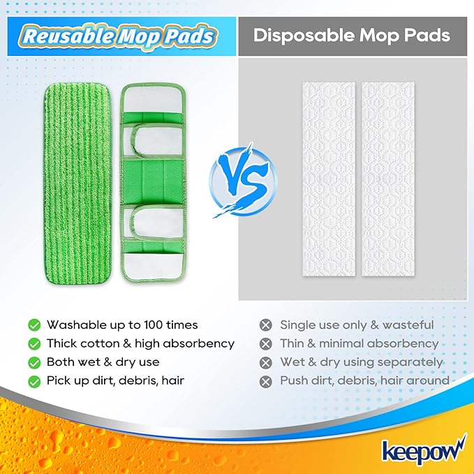 KEEPOW XL Dry Sweeping Cloths for Swiffer XL, Dry Refills for Swiffer XL Mop, Reusable Microfiber Mop Pads for Hardwood Floor, 2 Pack