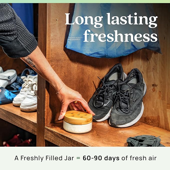 Azuna Air Freshener & Odor Eliminator for Strong Odor | 4 Room Kit Includes (4) 8 oz. Empty Luxe Glass Jars & 24oz Gel | Refill with Tea Tree Essential Oil | Natural Scent | Last 60-90 Days
