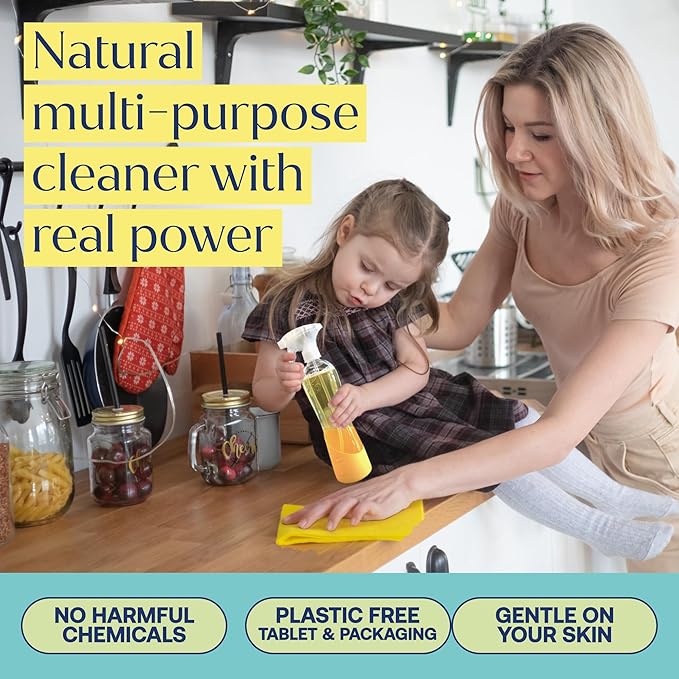 Fab Tab Sustainable Cleaning - All Purpose Refill Spray Tablets - Multi-surface Cleaning Spray Refill - Plant-based - Multi Purpose Cleaner Refill Tablet 12 Count - (Bottle Not Included)