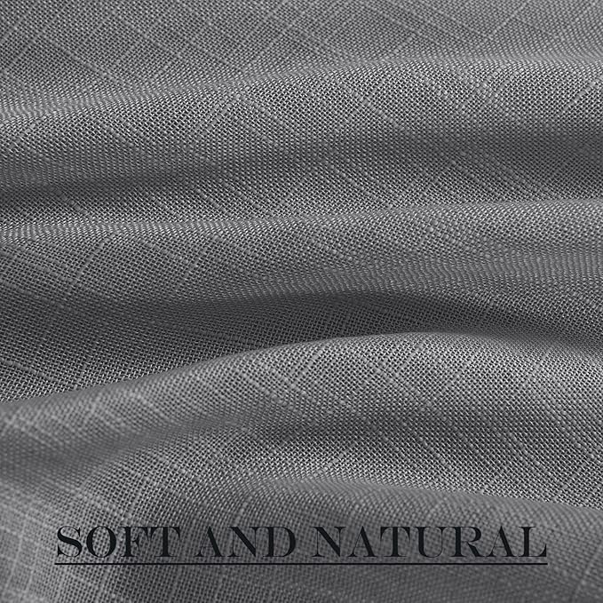 NICETOWN French Door Curtain Panel - Durable Front Door Window Curtain, Light Filtering Semi Sheer Drape for Glass Window, Tieback Included (Dark Grey, 1 Panel, 52 inches by 40 inches)