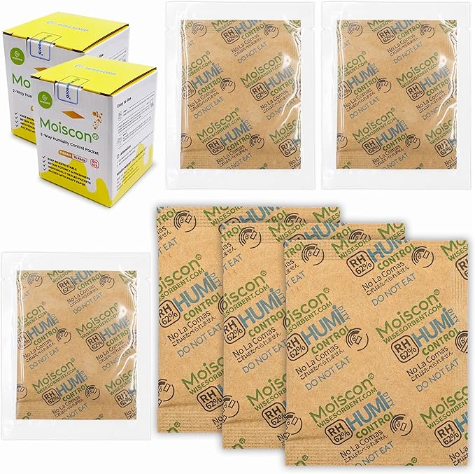 30 Pack 62% RH 8 Gram Two-Way Humidity Control Packs for Storing 1 oz, Size 8 Moisture Control Packets Individually Wrapped