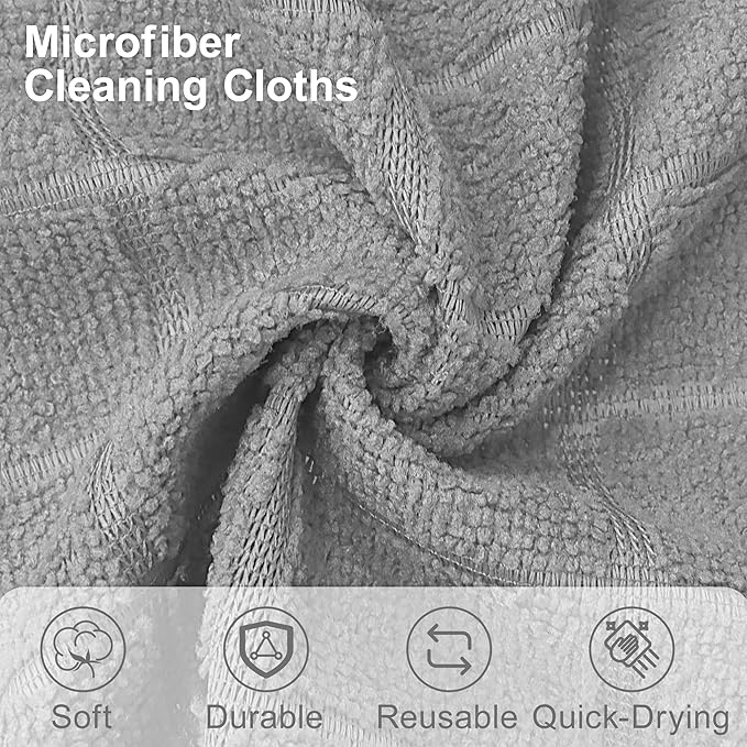 LIVOS Microfiber Cleaning Cloth Roll - 80 Pack, Reusable Paper Towels, Microfiber Towels for Cars, Super Absorbent Lint Free Cleaning Rags for House, Kitchen, Window-Check Grey, 11.5"x11.5"