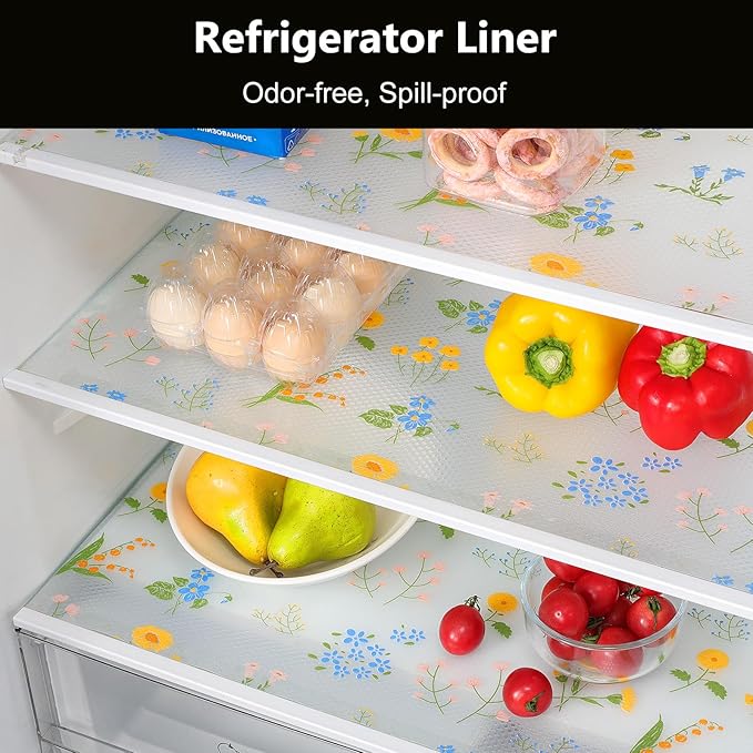 INNOLITES Non-Slip Shelf Liner – Cabinet & Drawer Liner Non-Adhesive – Waterproof Oil-Proof – Durable EVA with Floral for Kitchen Cabinets Refrigerator – BPA-Free, Easy to Cut 23.6" x 236"