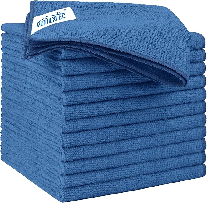 HOMEXCEL Microfiber Cleaning Cloth 12 Pack 12.5 x 12.5 inch Microfiber Towels for Cars Ultra Absorbent Car Washing Cloth Lint Free Streak Free Cleaning Rags for Car, Kitchen Window Lake Green